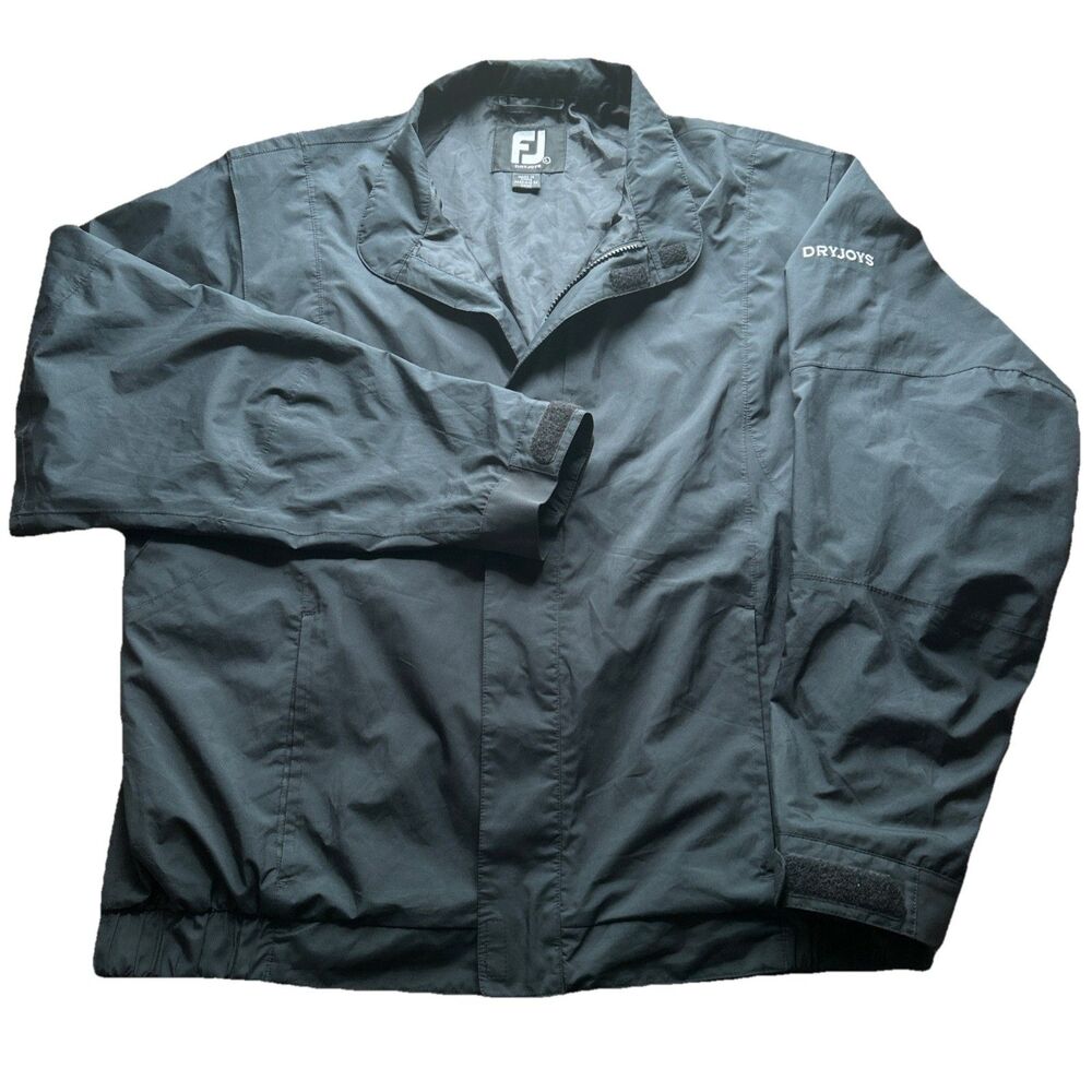 Footjoy Dryjoys Men’s Large Black Full Zip Water Resistant Windbreaker‎ Jacket